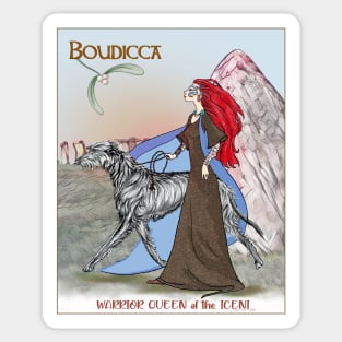 Boudicca at StoneHenge with her Scottish Deerhound. Sticker